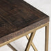 Crestview Collection Bengal Manor 40" x 40" x 18" Occasional Mango Wood Cocktail Table with Square Crazy Cut Iron In Aged Gold Finish - CVFNR682