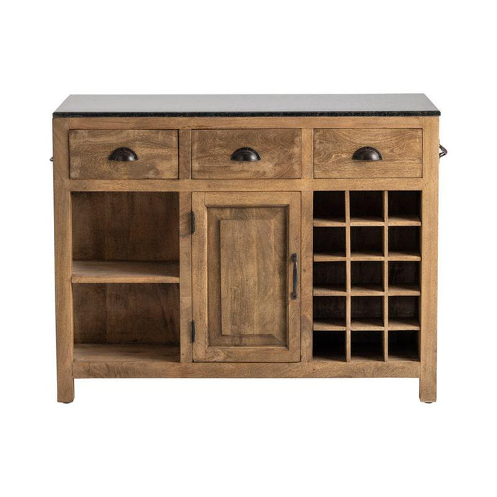 Crestview Collection Bengal Manor 47" x 24" x 37" Rustic Brown Mango Wood and Granite Kitchen Island - CVFNR490