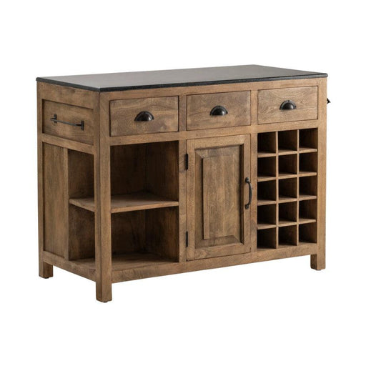 Crestview Collection Bengal Manor 47" x 24" x 37" Rustic Brown Mango Wood and Granite Kitchen Island - CVFNR490