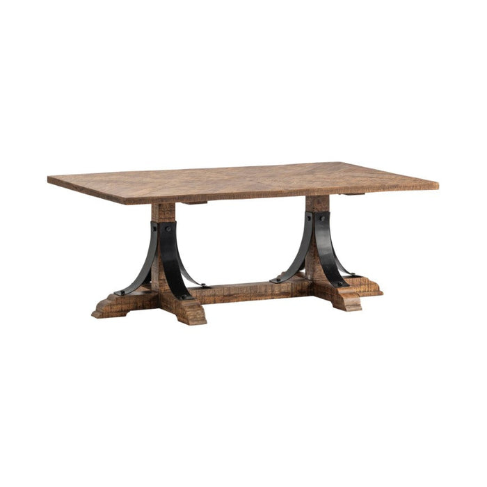 Crestview Collection Bengal Manor 50" x 30" x 19" Occasional Mango Wood And Iron Trestle Base Rectangle Cocktail Table - CVFNR667