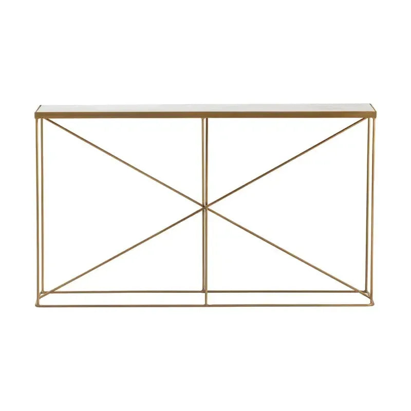 Crestview Collection Bengal Manor 52" x 12" x 30" Modern Iron And Marble Console Table In Antique Gold Finish