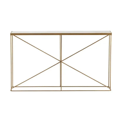 Crestview Collection Bengal Manor 52" x 12" x 30" Modern Iron And Marble Console Table In Antique Gold Finish