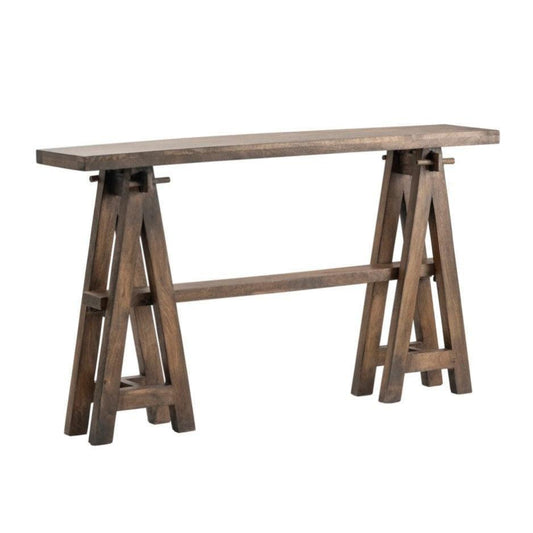 Crestview Collection Bengal Manor 60" x 12" x 34" Transitional Mango Wood A-Frame Narrow Console In Natural Wood Finish - CVFNR424