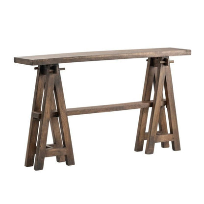 Crestview Collection Bengal Manor 60" x 12" x 34" Transitional Mango Wood A-Frame Narrow Console In Natural Wood Finish - CVFNR424