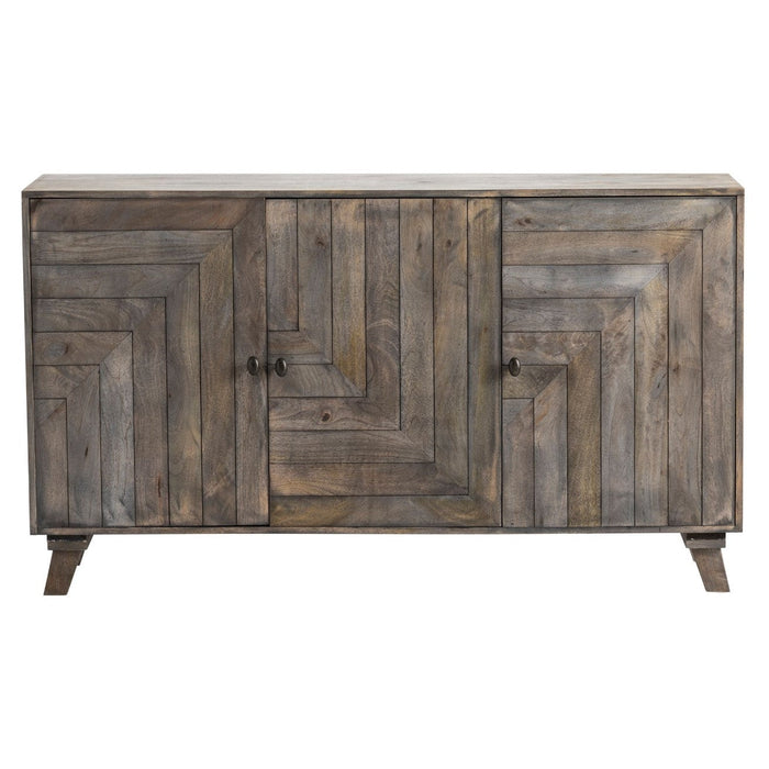 Crestview Collection Bengal Manor 60" x 16" x 34" 3-Geometric-Door Transitional Mango Wood Sideboard In Puritan Finish - CVFNR651