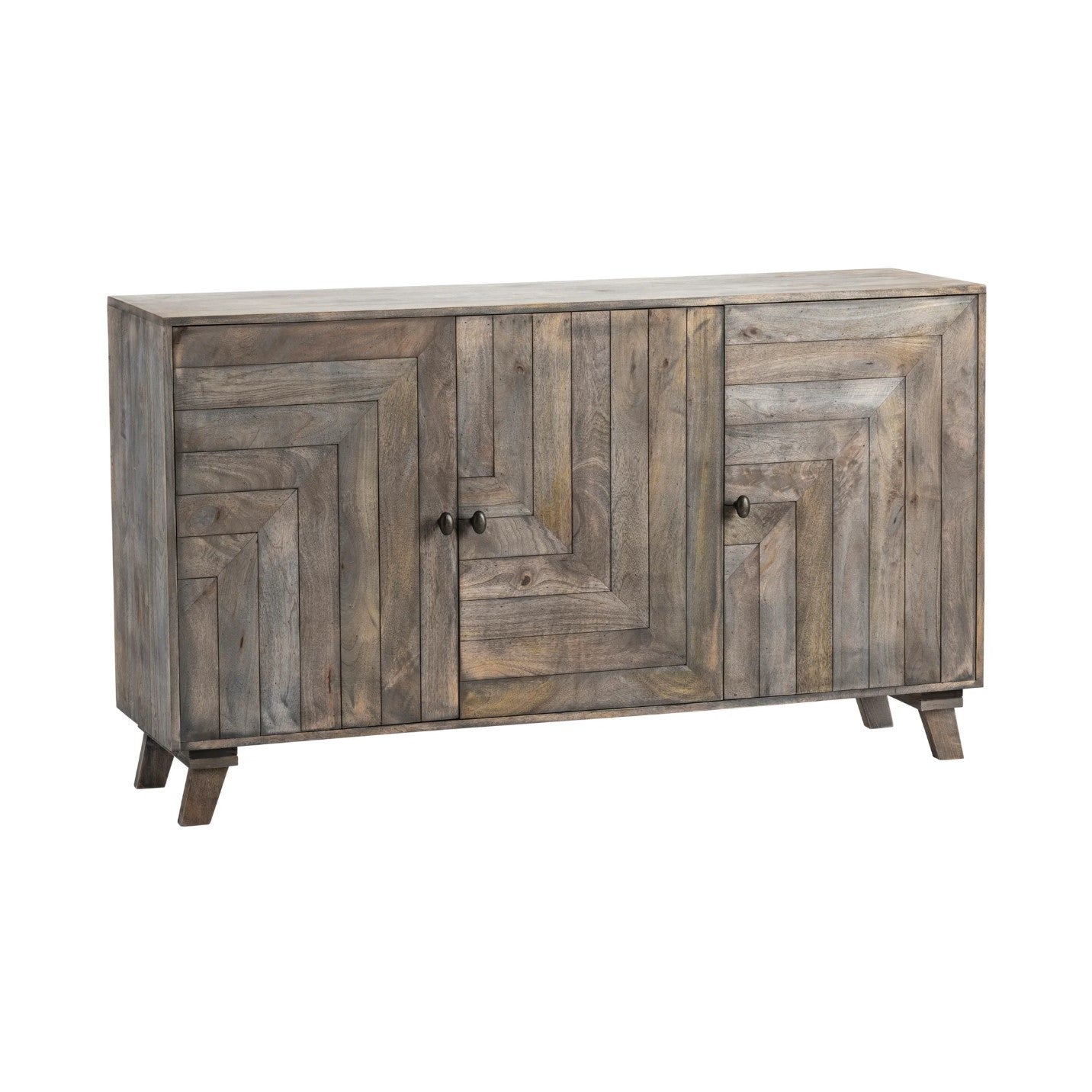 Crestview Collection Bengal Manor 60" x 16" x 34" 3-Geometric-Door Transitional Mango Wood Sideboard In Puritan Finish - CVFNR651