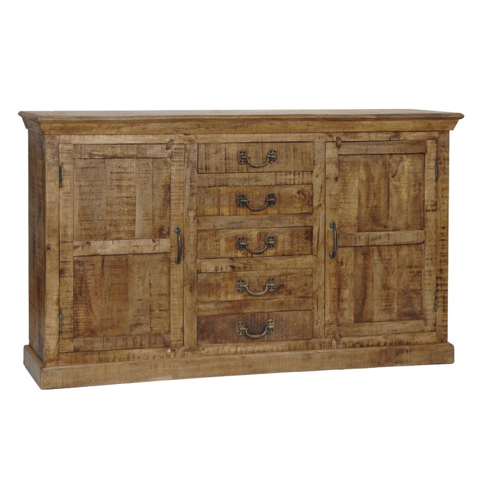 Crestview Collection Bengal Manor 69" x 14" x 40" 5-Drawer 2-Door Rustic Brown Mango Wood Sideboard - CVFNR306