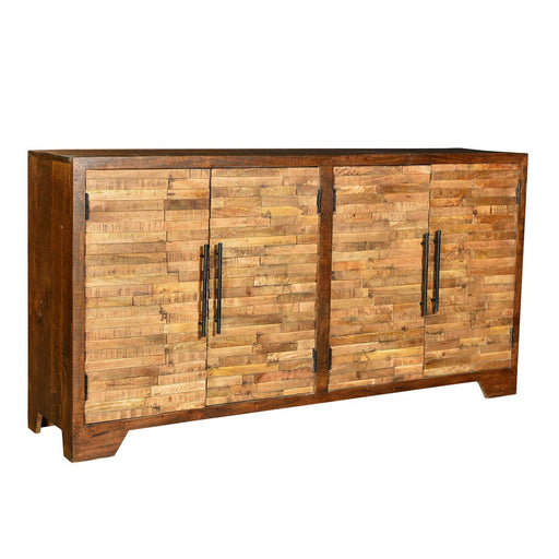 Crestview Collection Bengal Manor 72" x 16" x 37" 4-Door Rustic Brown Mango Wood Random Strips Sideboard - CVFNR337