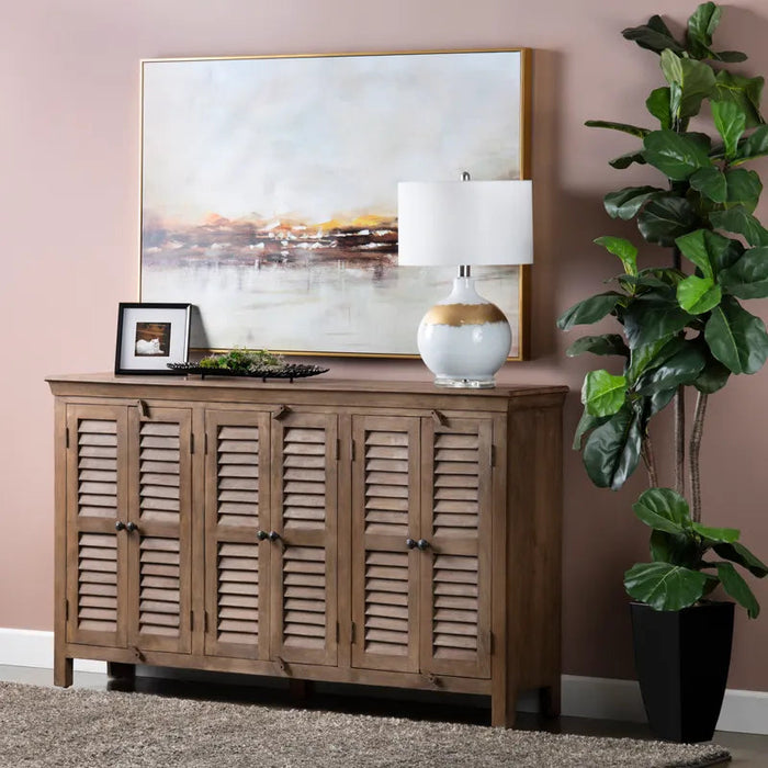 Crestview Collection Bengal Manor 72" x 16" x 42" 6-Door Rustic Brown Mango Wood Sideboard - CVFNR305