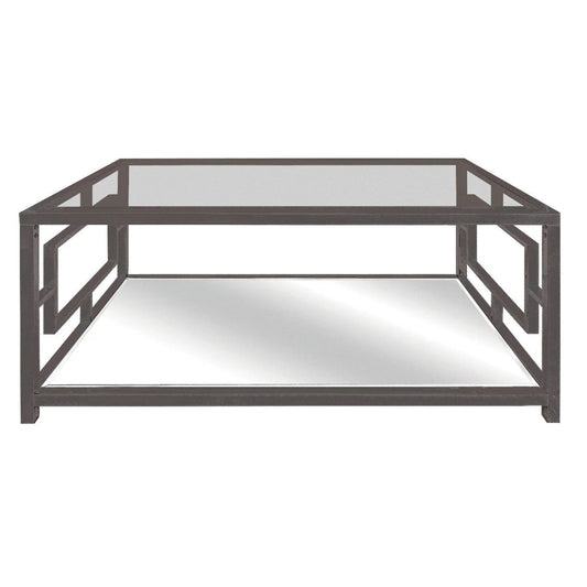 Crestview Collection Bentley 48" x 28" x 20" Occasional Metal And Glass Rectangle Design Cocktail Table with Beveled Mirror Top - CVFZR4005