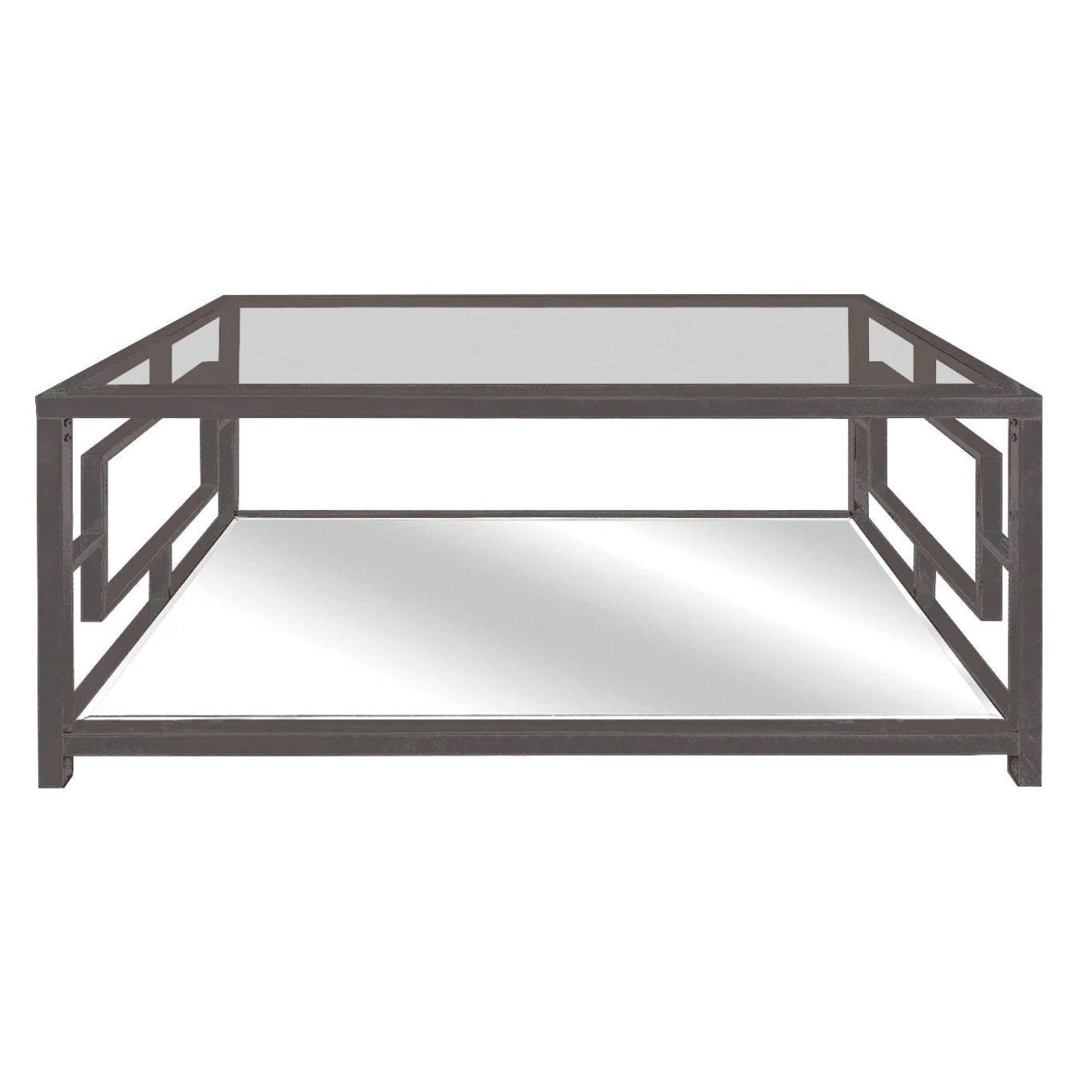 Crestview Collection Bentley 48" x 28" x 20" Occasional Metal And Glass Rectangle Design Cocktail Table with Beveled Mirror Top - CVFZR4005