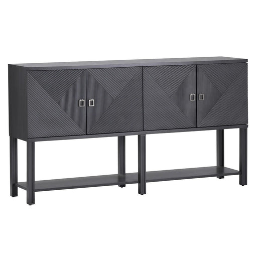 Crestview Collection Berkshire 70" x 16" x 38" 4-Door Transitional Wood Geometric Design Tambor Sideboard In Gray Finish - CVFZR4589