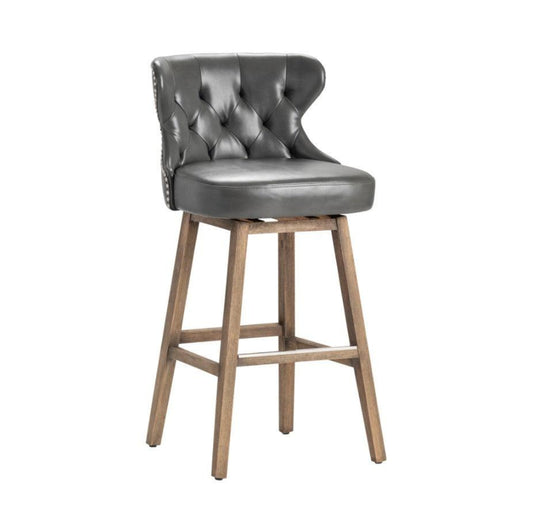 Crestview Collection Braddock 21" x 20" x 40" Traditional Faux Leather And Wood Bar Stool - CVFZR5129