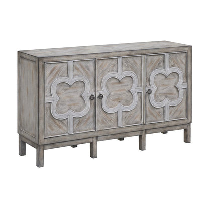 Crestview Collection Buckingham 60" x 15" x 34" 3-Door Transitional Gray Wash Wood Vene - CVFZR1772