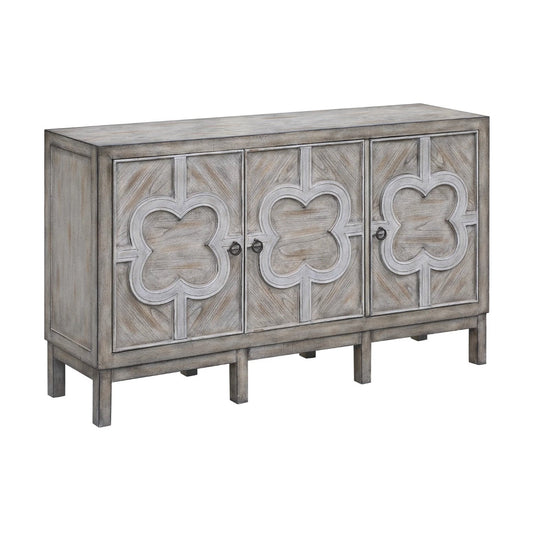 Crestview Collection Buckingham 60" x 15" x 34" 3-Door Transitional Gray Wash Wood Vene - CVFZR1772