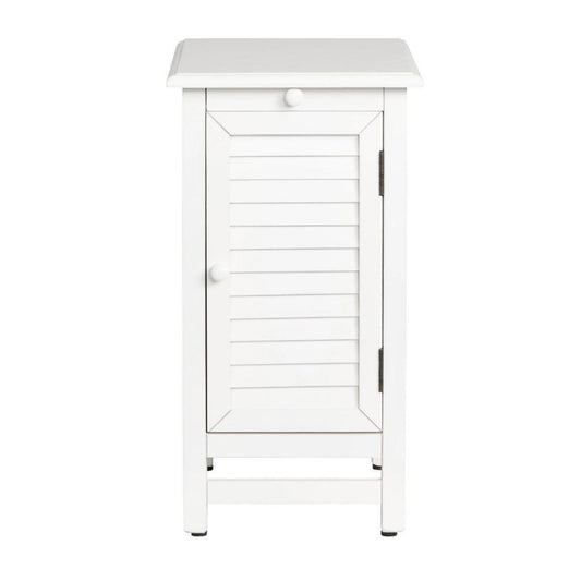 Crestview Collection Cape May 13" x 19" x 24" Traditional Wood Shutter Door and 1-Pull Shelf Chairside Table In Cottage White Finish - CVFZR1738