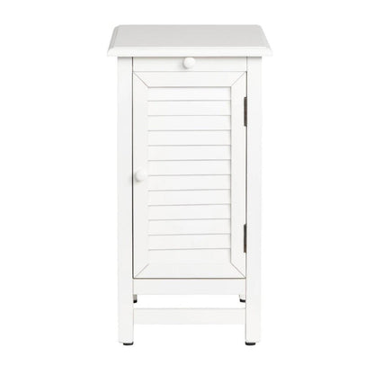 Crestview Collection Cape May 13" x 19" x 24" Traditional Wood Shutter Door and 1-Pull Shelf Chairside Table In Cottage White Finish - CVFZR1738