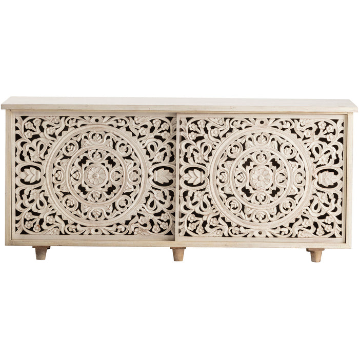 Crestview Collection Carrington 67" x 18" x 30" 2-Sliding-Door Traditional White Wood Sideboard - CVFNR827