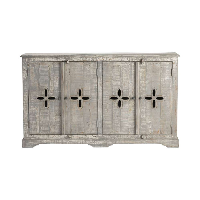 Crestview Collection Castleberry 68" x 13" x 40" 4-Drawer Rustic Weathered Gray Wood Sideboard - CVFNR907