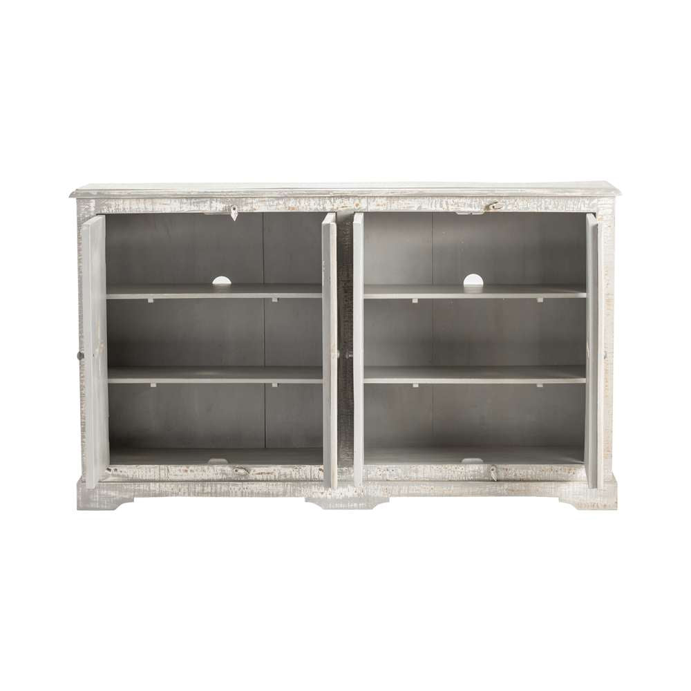 Crestview Collection Castleberry 68" x 13" x 40" 4-Drawer Rustic Weathered Gray Wood Sideboard