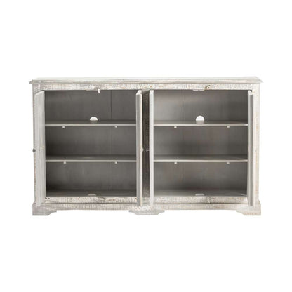 Crestview Collection Castleberry 68" x 13" x 40" 4-Drawer Rustic Weathered Gray Wood Sideboard