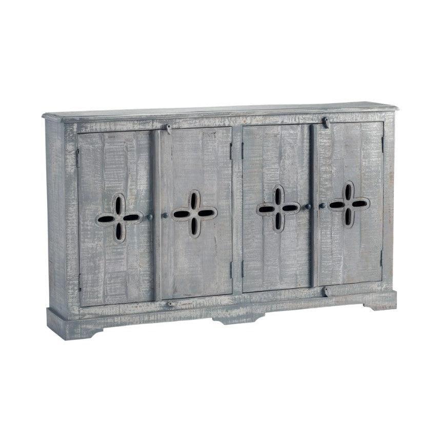 Crestview Collection Castleberry 68" x 13" x 40" 4-Drawer Rustic Weathered Gray Wood Sideboard