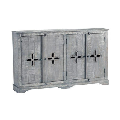 Crestview Collection Castleberry 68" x 13" x 40" 4-Drawer Rustic Weathered Gray Wood Sideboard