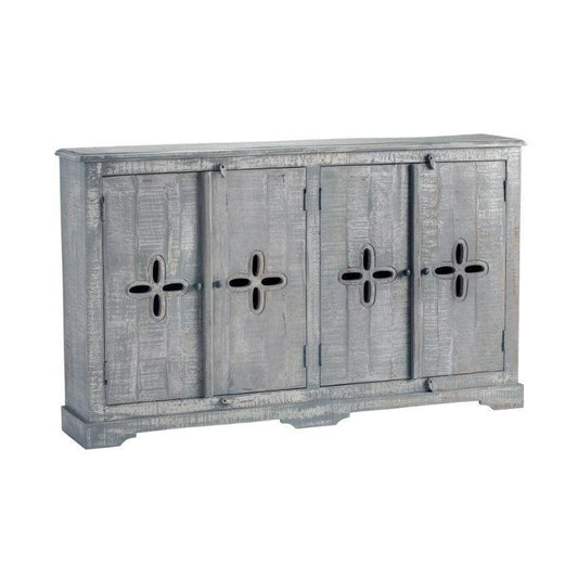Crestview Collection Castleberry 68" x 13" x 40" 4-Drawer Rustic Weathered Gray Wood Sideboard