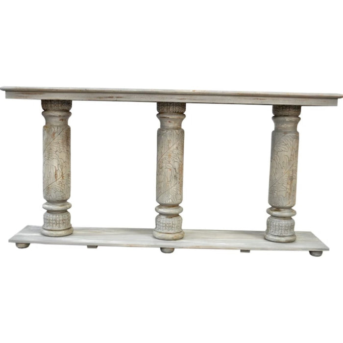 Crestview Collection Castleberry 70" x 15" x 35" Rustic Wood Console In Distressed Gray Finish - CVFNR896