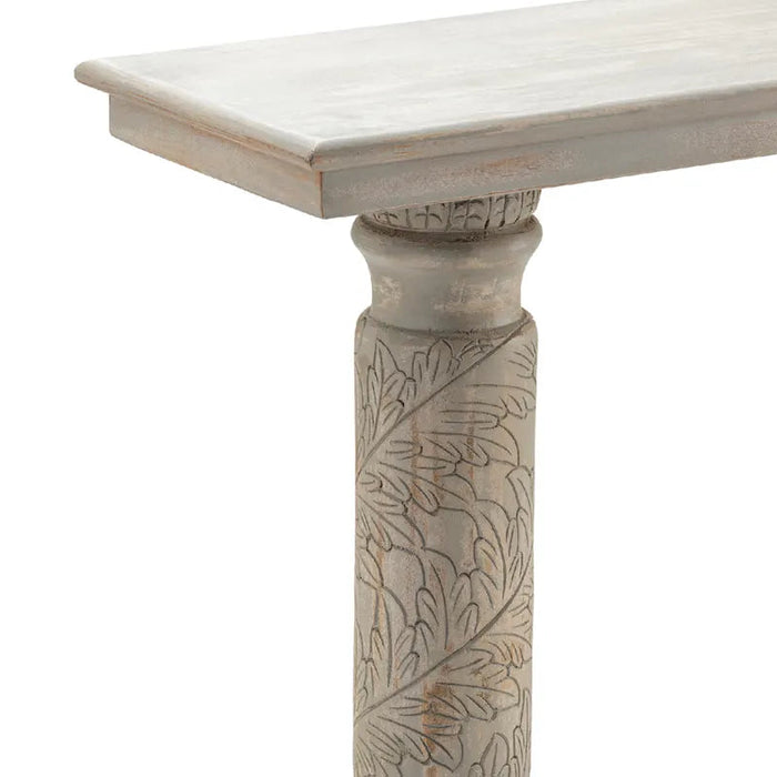 Crestview Collection Castleberry 70" x 15" x 35" Rustic Wood Console In Distressed Gray Finish - CVFNR896