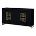 Crestview Collection Corinthian 68" x 16" x 38" 4-Door Modern Black and Gold Wood And Metal Key Sideboard - CVFZR4606