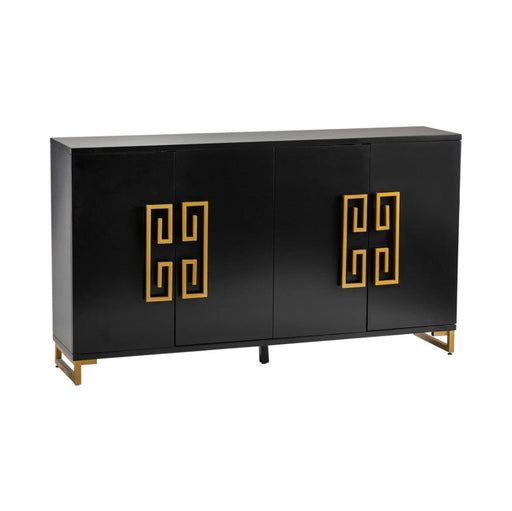 Crestview Collection Corinthian 68" x 16" x 38" 4-Door Modern Black and Gold Wood And Metal Key Sideboard - CVFZR4606