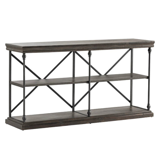 Crestview Collection Covington 64" x 17" x 34" Rustic Metal And Wood Console Table In Dark Brown and Black Finish - CVFNR964