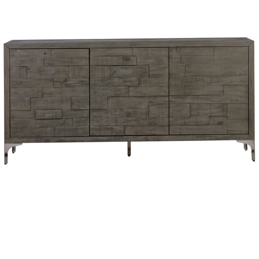 Crestview Collection Delaware 70" x 16" x 34" 3-Door Transitional Brown Wood And Metal Sideboard - CVFVR8315