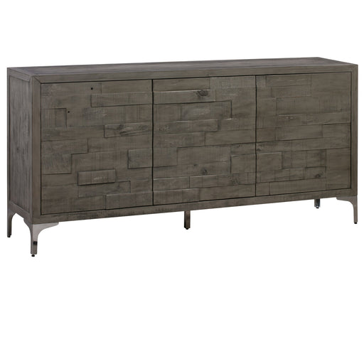 Crestview Collection Delaware 70" x 16" x 34" 3-Door Transitional Brown Wood And Metal Sideboard - CVFVR8315