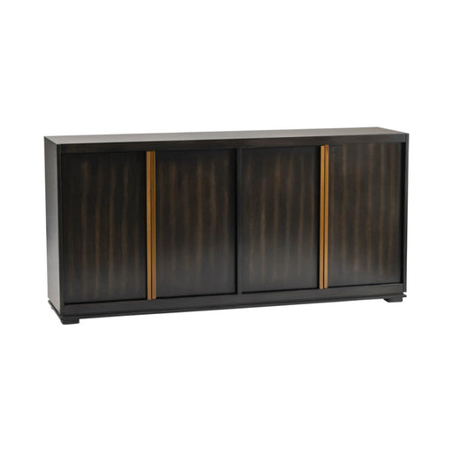 Crestview Collection Empire 72" x 17" x 35" 4-Door Transitional Dark Brown Wood And Metal Sideboard With Burnished Brass Hardware In Rich Jacobean Finish - CVFZR3634