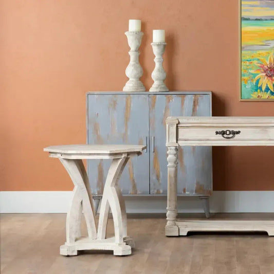 Crestview Collection Evelyn 26" x 26" x 29" Rustic Wood Accent Table In Light Brown Finish - CVFNR782
