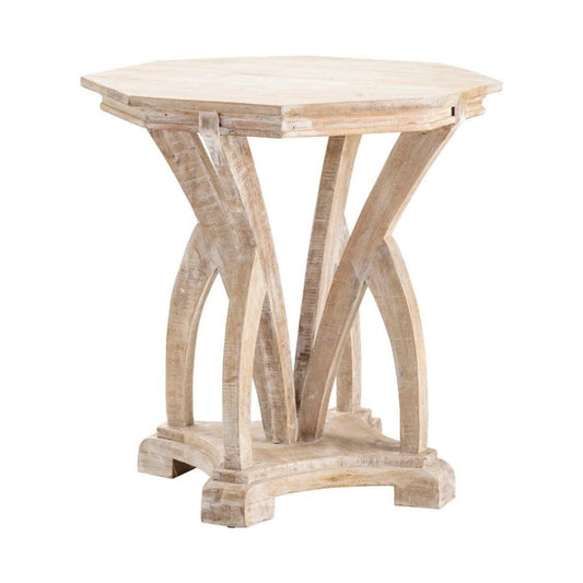 Crestview Collection Evelyn 26" x 26" x 29" Rustic Wood Accent Table In Light Brown Finish - CVFNR782