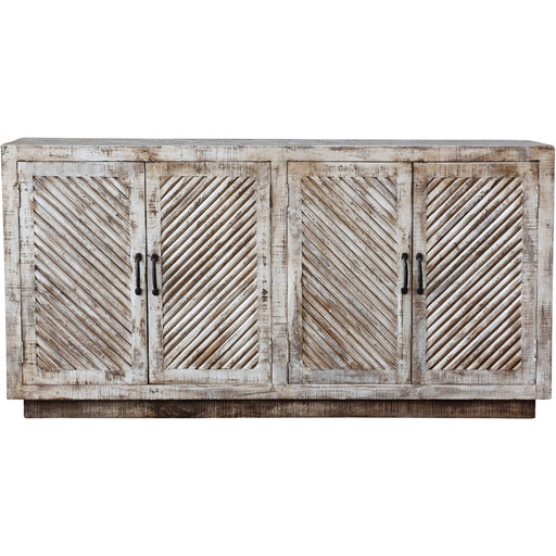 Crestview Collection Fairfax 72" x 16" x 38" 4-Door Rustic Brown Wood Tambour Sideboard - CVFNR789