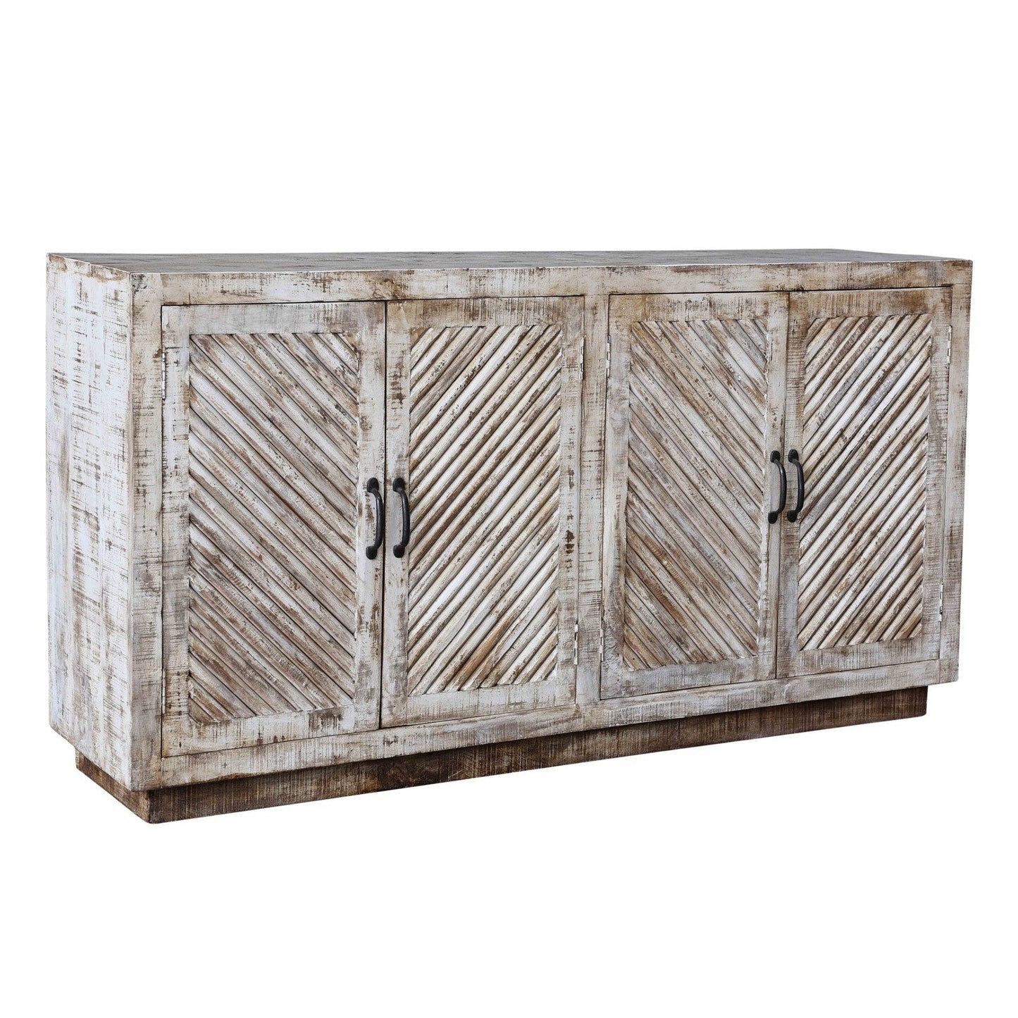 Crestview Collection Fairfax 72" x 16" x 38" 4-Door Rustic Brown Wood Tambour Sideboard