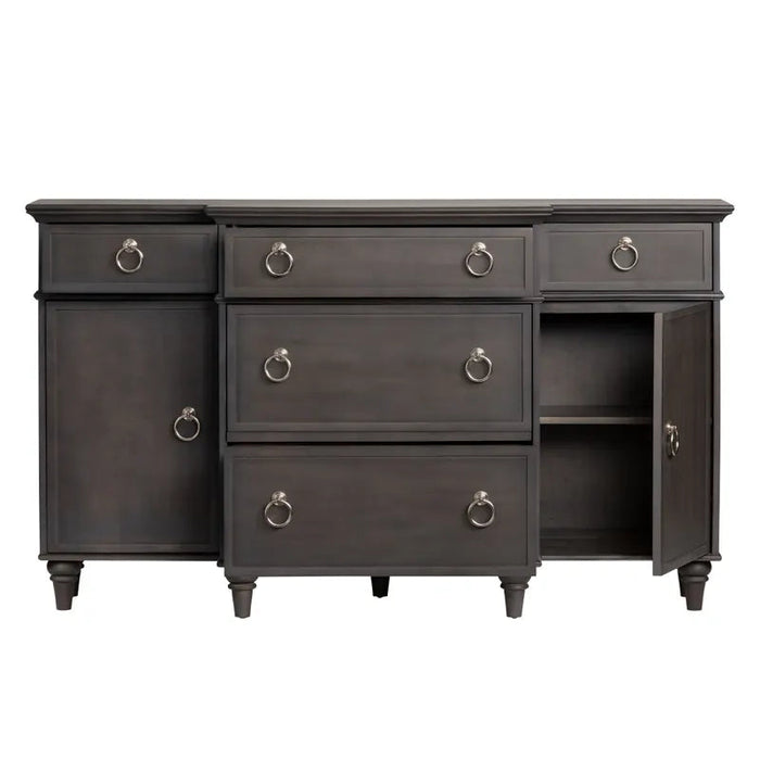 Crestview Collection Galloway Credenza 64" x 17" x 37" 2-Door 5-Drawer Transitional - CVFVR8240