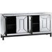 Crestview Collection Grand 72" x 17" x 35" 4-Door Modern Glass And Metal Beveled Mirror Picture Frame Sideboard - CVFZR3617