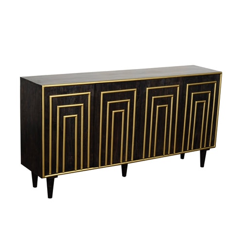 Crestview Collection Halston 72" x 16" x 37" 4-Door Modern Black and Gold Wood And Metal Sideboard - CVFNR852