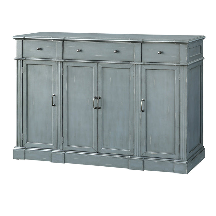 Crestview Collection Hampton 68" x 16" x 49" 3-Drawer 4-Door Traditional Crackled Gray Wood Tall Sideboard - CVFZR5044