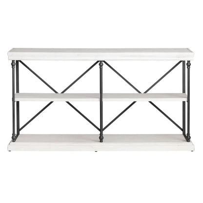 Crestview Collection Hanover 64" x 17" x 34" Traditional Metal And Wood Console In Distressed White Finish - CVFZR4548