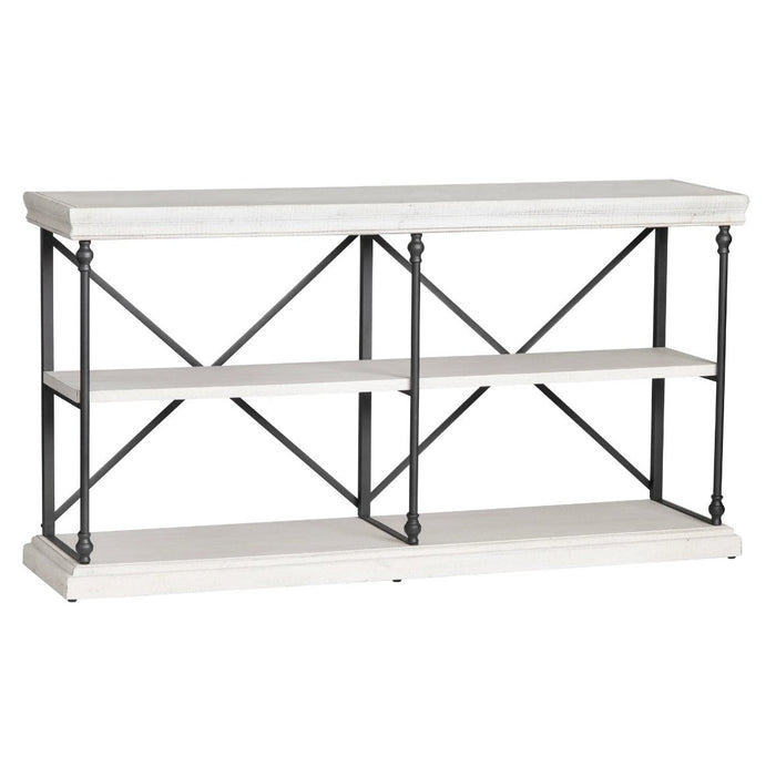 Crestview Collection Hanover 64" x 17" x 34" Traditional Metal And Wood Console In Distressed White Finish - CVFZR4548