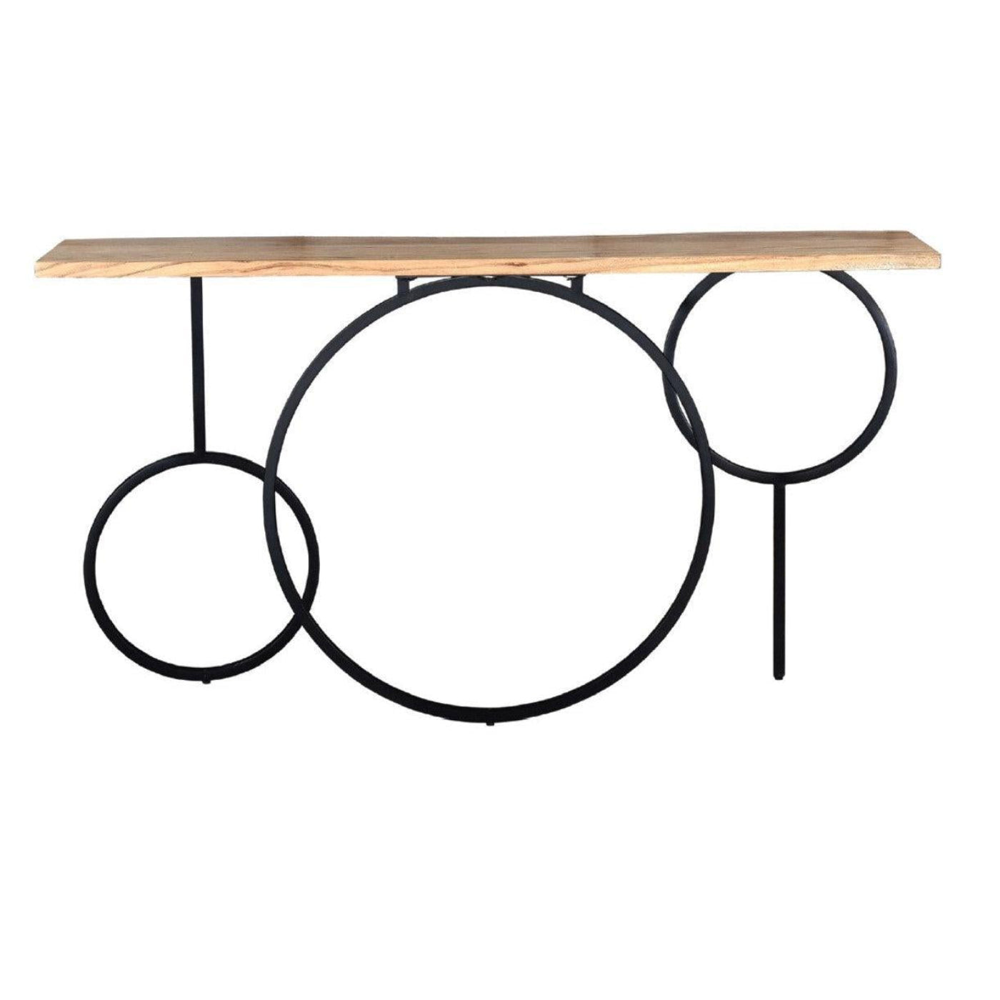 Crestview Collection Harmony 58" x 14" x 31" Rustic Metal And Wood Console Table In Natural Wood and Black Finish - CVFNR759