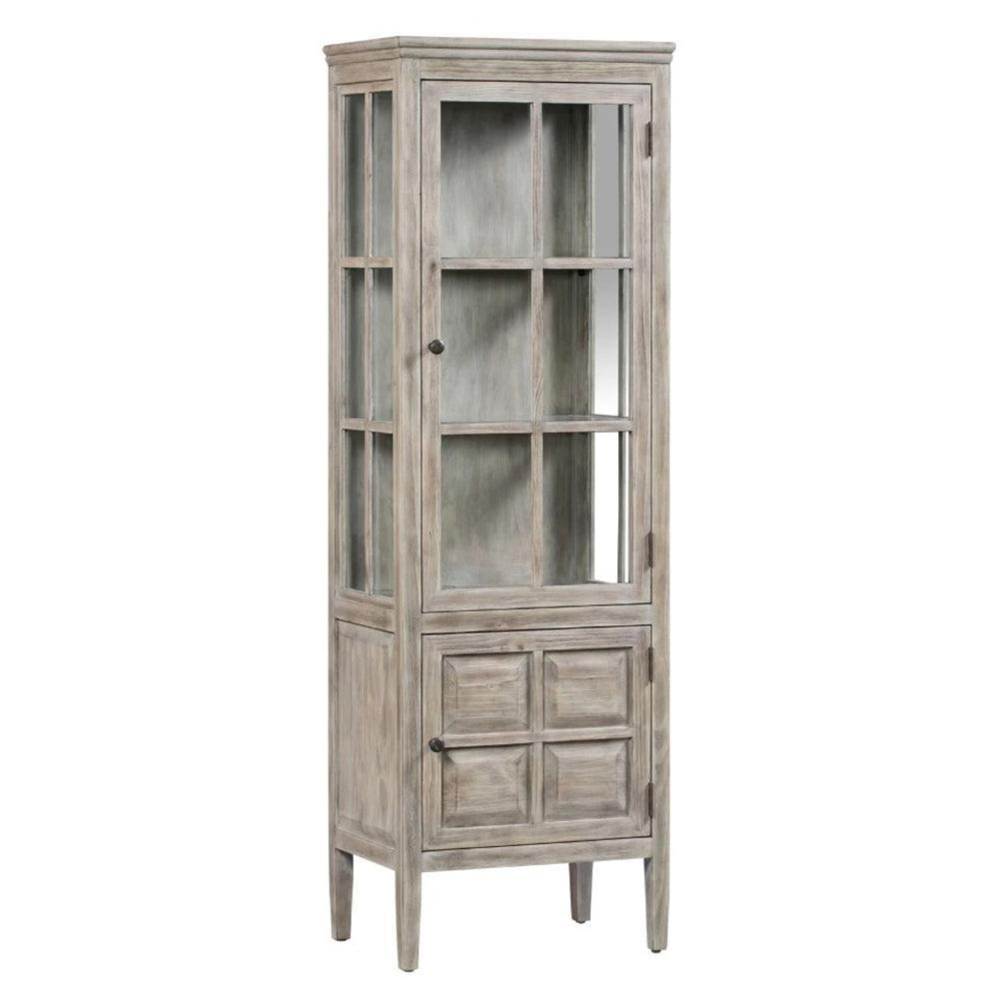 Crestview Collection Hawthorne Estate 22" x 15" x 68" 2-Door 2-Shelf Traditional Wood And Glass Curio In Ash Finish - CVFVR8001