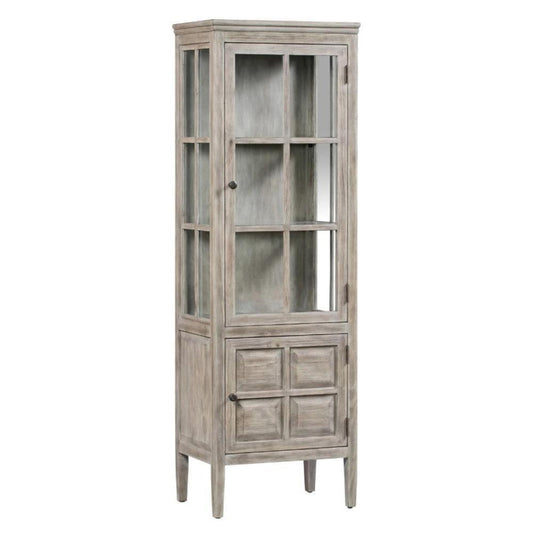 Crestview Collection Hawthorne Estate 22" x 15" x 68" 2-Door 2-Shelf Traditional Wood And Glass Curio In Ash Finish - CVFVR8001