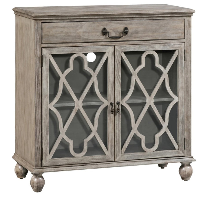 Crestview Collection Hawthorne Estate 36" x 18" x 39" 1-Drawer 2-Door Traditional Wood And Glass Fretwork Sideboard In Ash Finish - CVFVR8016